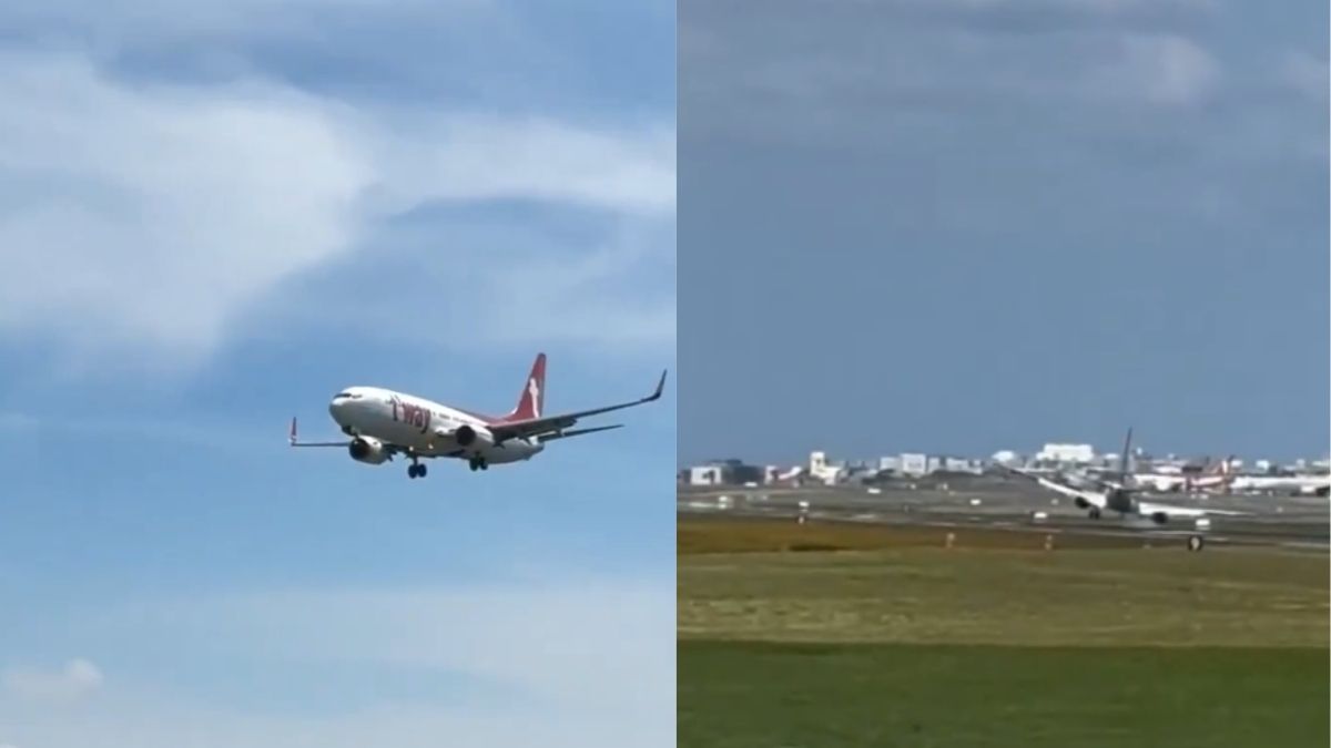 T'way Air jet battles strong crosswinds before landing safely as severe winds disrupt Jeju flights