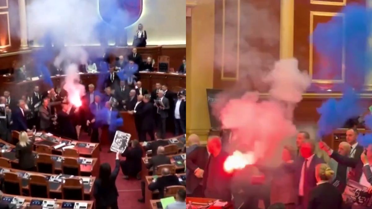 Albanian opposition sets off flares in parliament as anti-government protests intensify
