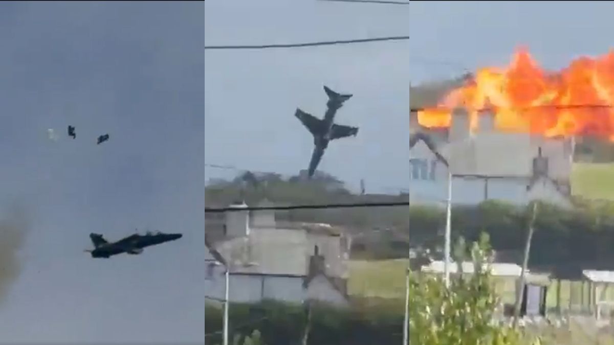 Two British military pilots injured after ejecting from training jet before crash in north Wales