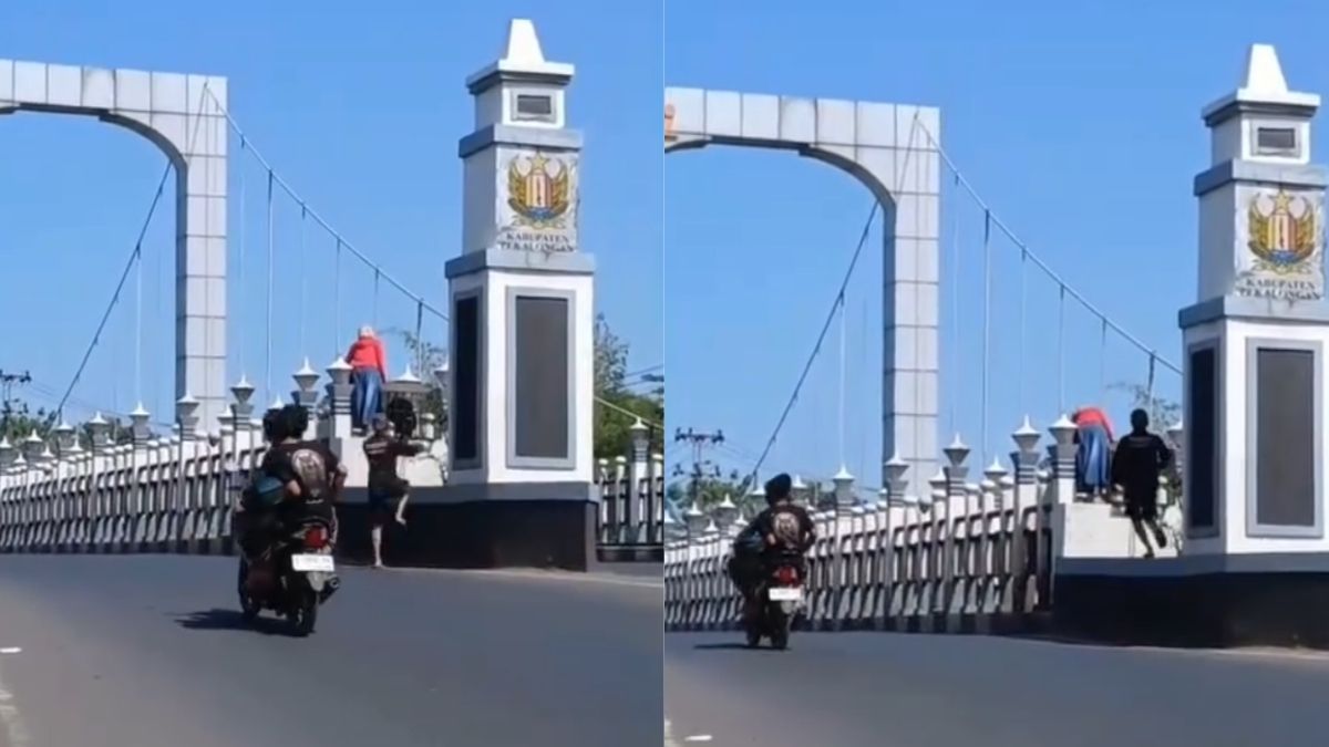 Woman rescued after alleged suicide attempt on bridge in Indonesia